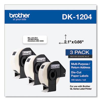 Brother Die-Cut Multipurpose Labels, 0.66 x 3.4, White, 400/Roll, 3 Rolls/Pack