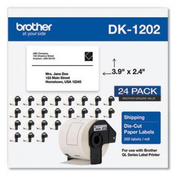 Brother Die-Cut Shipping Labels, 2.4 x 3.9, White, 300/Roll, 24 Rolls/Pack