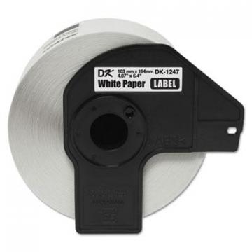 Brother DK1247 Label Tape, 4.07" x 6.4", Black on White, 180/Roll