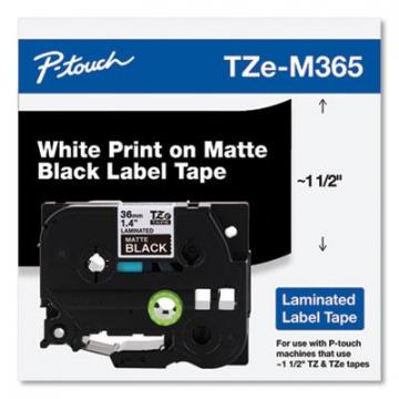 Brother P-Touch TZe Standard Adhesive Laminated Labeling Tape, 1.4" x 26.2 ft, White on Matte Black