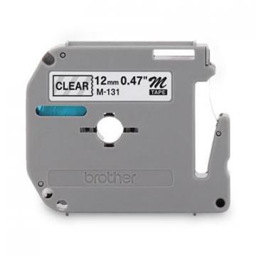 Brother M Series Tape Cartridge for P-Touch Labelers, 0.47" x 26.2 ft, Black on Clear