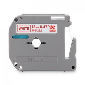Brother M Series Tape Cartridge for P-Touch Labelers, 0.5" x 26.2 ft, Red on White