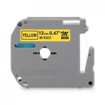Brother M Series Tape Cartridge for P-Touch Labelers, 0.47" x 26.2 ft, Black on Yellow