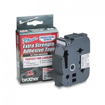 Brother TZ Extra-Strength Adhesive Laminated Labeling Tape, 0.94" x 26.2 ft, Black on Matte Silver