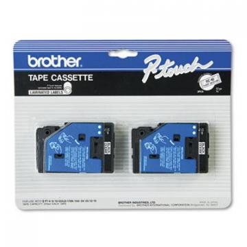 Brother TC Tape Cartridges for P-Touch Labelers, 0.47" x 25.2 ft, Black on Clear, 2/Pack