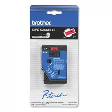 Brother TC Tape Cartridge for P-Touch Labelers, 0.5" x 25.2 ft, Black on Red