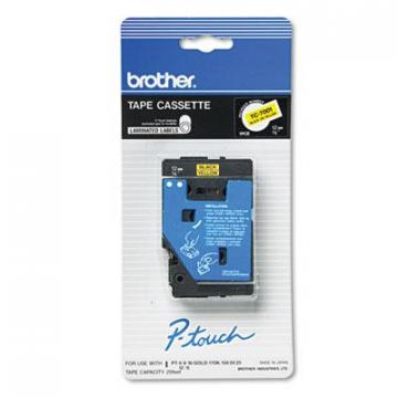 Brother TC Tape Cartridge for P-Touch Labelers, 0.47" x 25.2 ft, Black on Yellow