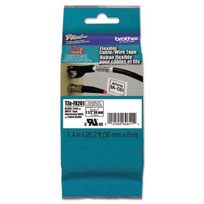 Brother Flexible Tape Cartridge for P-Touch Labelers, 1.4" x 26.2 ft, Black on White