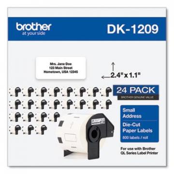 Brother Die-Cut Address Labels, 1.1 x 2.4, White, 800/Roll, 24 Rolls/Pack