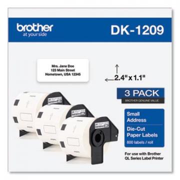Brother Die-Cut Address Labels, 1.1 x 2.4, White, 800/Roll, 3 Rolls/Pack