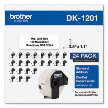 Brother Die-Cut Address Labels, 1.1 x 3.5, White, 400/Roll, 24 Rolls/Pack