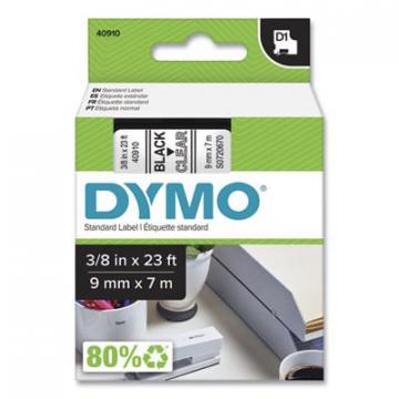 DYMO D1 High-Performance Polyester Removable Label Tape, 0.37" x 23 ft, Black on Clear