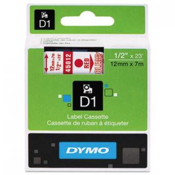 DYMO D1 High-Performance Polyester Removable Label Tape, 0.5" x 23 ft, Red on Clear