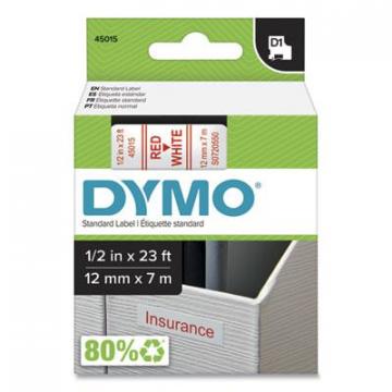DYMO D1 High-Performance Polyester Removable Label Tape, 0.5" x 23 ft, Red on White