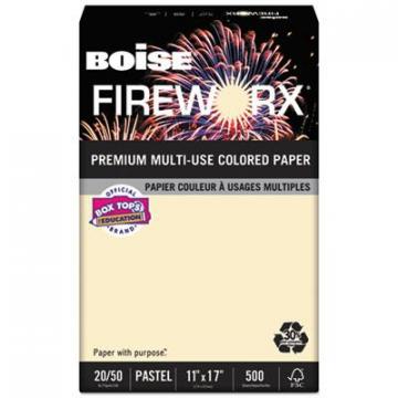 Boise FIREWORX Premium Multi-Use Colored Paper, 20lb, 11 x 17, Flashing Ivory, 500/Ream