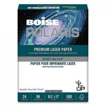 Boise POLARIS Premium Laser Paper, 97 Bright, 3-Hole, 24lb, 8.5 x 11, White, 500/Ream