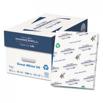 International Paper Hammermill Great White 50 Recycled Print Paper, 20lb, 8.5 x 11, White, 500/Ream
