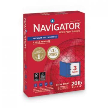 Navigator Premium Multipurpose Copy Paper, 97 Bright, 3-Hole, 20lb, 8.5 x 11, White, 500/Ream