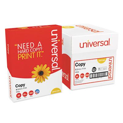 Universal Copy Paper Convenience Carton, 92 Bright, 20lb, 8.5 x 11, White, 500 Sheets/Ream