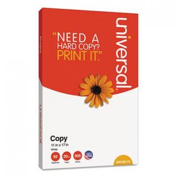 Universal Copy Paper, 92 Bright, 20lb, 11 x 17, White, 500 Sheets/Ream