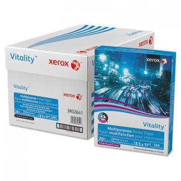 Xerox Vitality Multipurpose Print Paper, 92 Bright, 3-Hole, 20lb, 8.5 x 11, White, 500/Ream