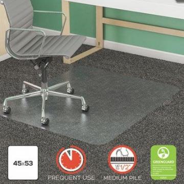 deflecto SuperMat Frequent Use Chair Mat, Med Pile Carpet, Flat, 45 x 53, Rectangular, Clear
