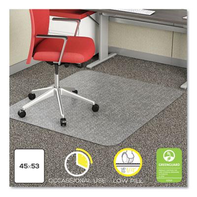 deflecto EconoMat Occasional Use Chair Mat for Low Pile Carpet, 45 x 53, Rectangular, Clear