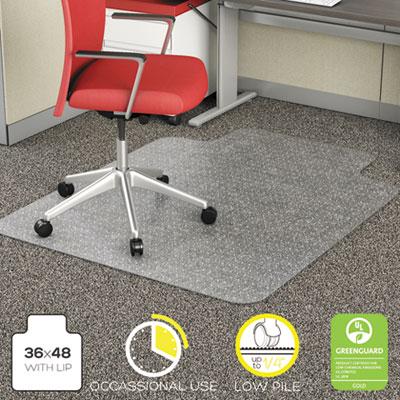 deflecto EconoMat Occasional Use Chair Mat, Low Pile Carpet, Roll, 36 x 48, Lipped, Clear