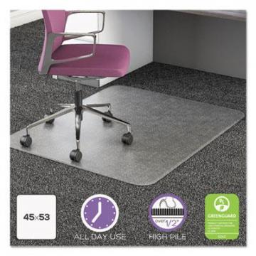 deflecto UltraMat All Day Use Chair Mat for High Pile Carpet, 45 x 53, Rectangular, Clear