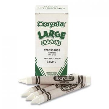 Crayola Large Crayons, White, 12/Box