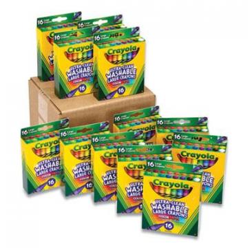 Crayola Ultra-Clean Washable Crayons, Large, 16/Pack 12 Packs/Box