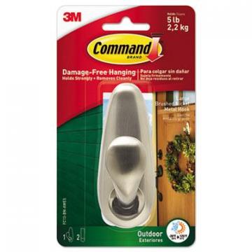 3M Command All Weather Hooks and Strips, Metal, Large, 1 Hook and 2 Strips