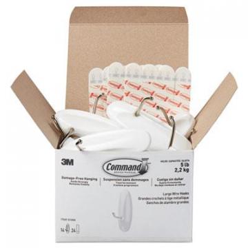 3M Command General Purpose Hooks, Metal, White, 5 lb Cap, 14 Hooks and 24 Strips/Pack