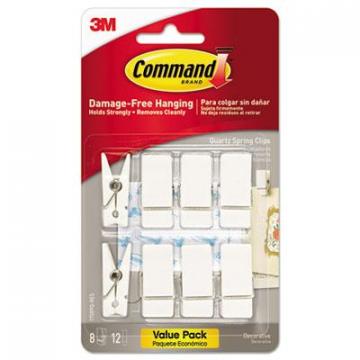 3M Command Spring Hook, 3/4w x 5/8d x 1 1/2h, White, 8 Hooks/Packs
