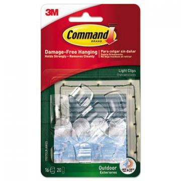 3M Command All Weather Hooks and Strips, Plastic, Small, 16 Clips and 20 Strips/Pack