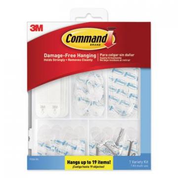 3M Command Clear Hooks and Strips, Plastic, Asst, 16 Picture Strips/15 Hooks/22 Strips/PK