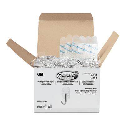 3M Command Clear Hooks and Strips, Plastic/Metal, Small, 40 Hooks and 48 Strips/Pack