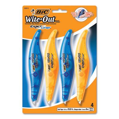 BIC Wite-Out Brand Exact Liner Correction Tape, Non-Refillable, 1/5" x 236", 4/Pack