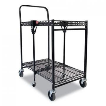 Bostitch Stowaway Folding Carts, 2 Shelves, 29.63w x 37.25d x 18h, Black, 250 lb Capacity