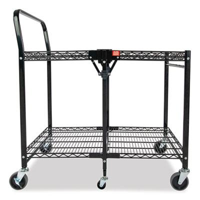 Bostitch Stowaway Folding Carts, 2 Shelves, 35w x 37.25d x 22h, Black, 250 lb Capacity