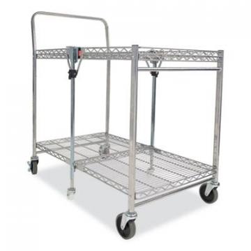 Bostitch Stowaway Folding Carts, 2 Shelves, 35w x 37.25d x 22h, Chrome, 250 lb Capacity