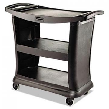 Rubbermaid Executive Service Cart, Three-Shelf, 20.33w x 38.9d x 38.9 h, Black