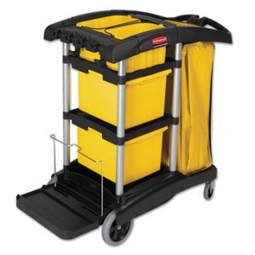 Rubbermaid HYGEN M-fiber Healthcare Cleaning Cart, 22w x 48.25d x 44h, Black/Yellow/Silver