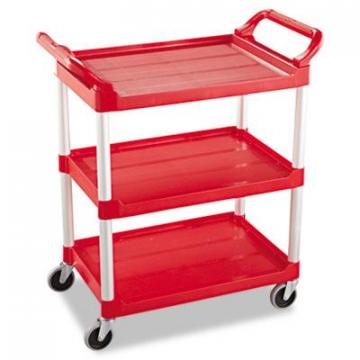 Rubbermaid Service Cart, 200-lb Capacity, Three-Shelf, 18.63w x 33.63d x 37.75h, Red