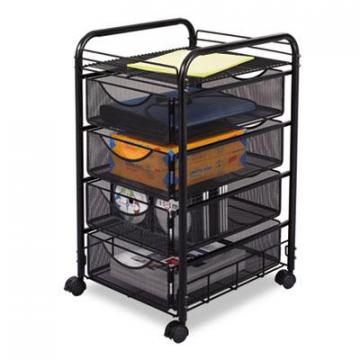 Safco Onyx Mesh Mobile File With Four Supply Drawers, 15.75w x 17d x 27h, Black