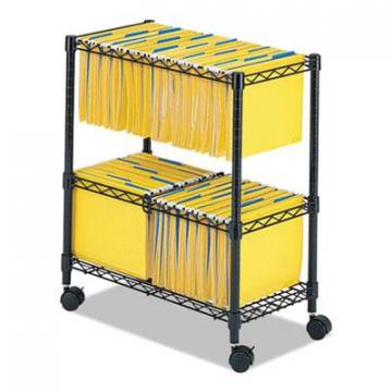 Safco Two-Tier Rolling File Cart, 25.75w x 14d x 29.75h, Black