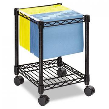 Safco Compact Mobile Wire File Cart, One-Shelf, 15.5w x 14d x 19.75h, Black