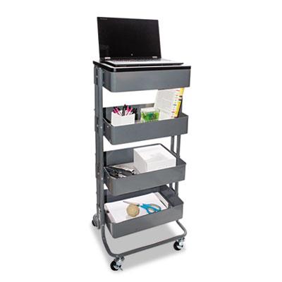 Vertiflex Multi-Use Storage Cart/Stand-Up Workstation, 15.25w x 11.25d x 18.5 to 39h, Gray