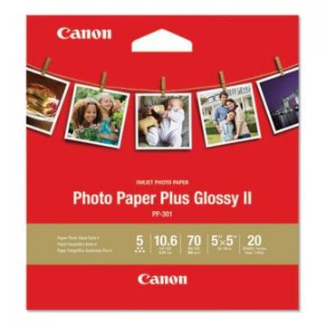 Canon Photo Paper Plus Glossy II, 10.6 mil, 5 x 5, White, 20 Sheets/Pack