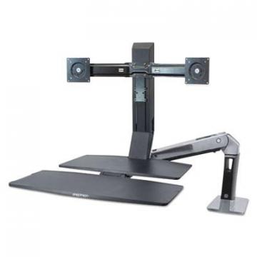 Ergotron WorkFit-A Sit-Stand Workstation with Worksurface+, Dual LCD Monitors, Aluminum/Black